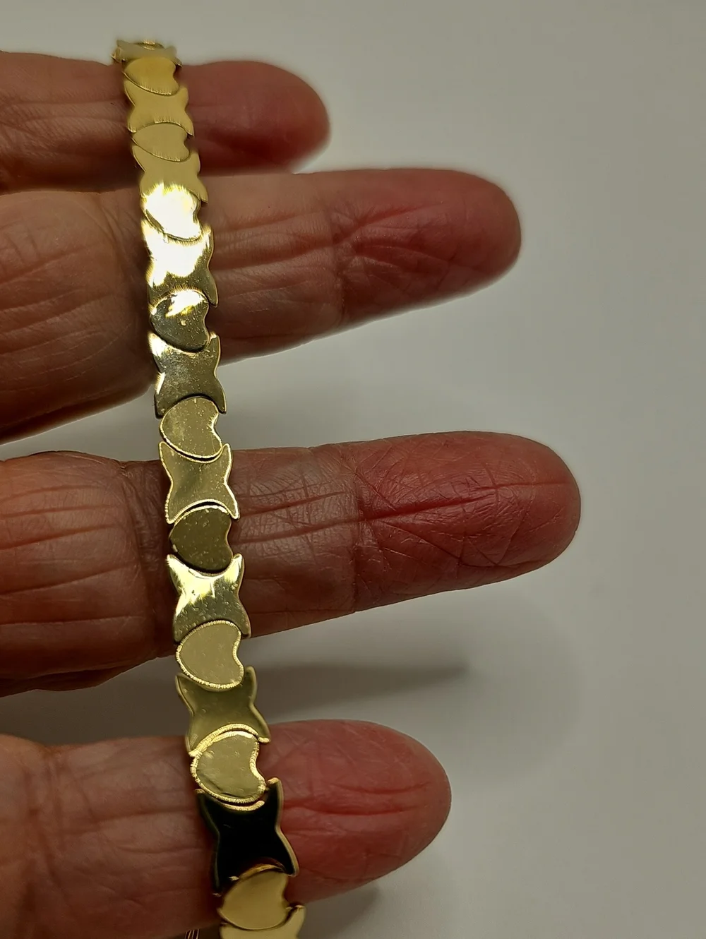 FCL Italy 14K Yellow Gold XO Hugs Kisses Link Bracelet Womens Size 7 Gold 8.5g